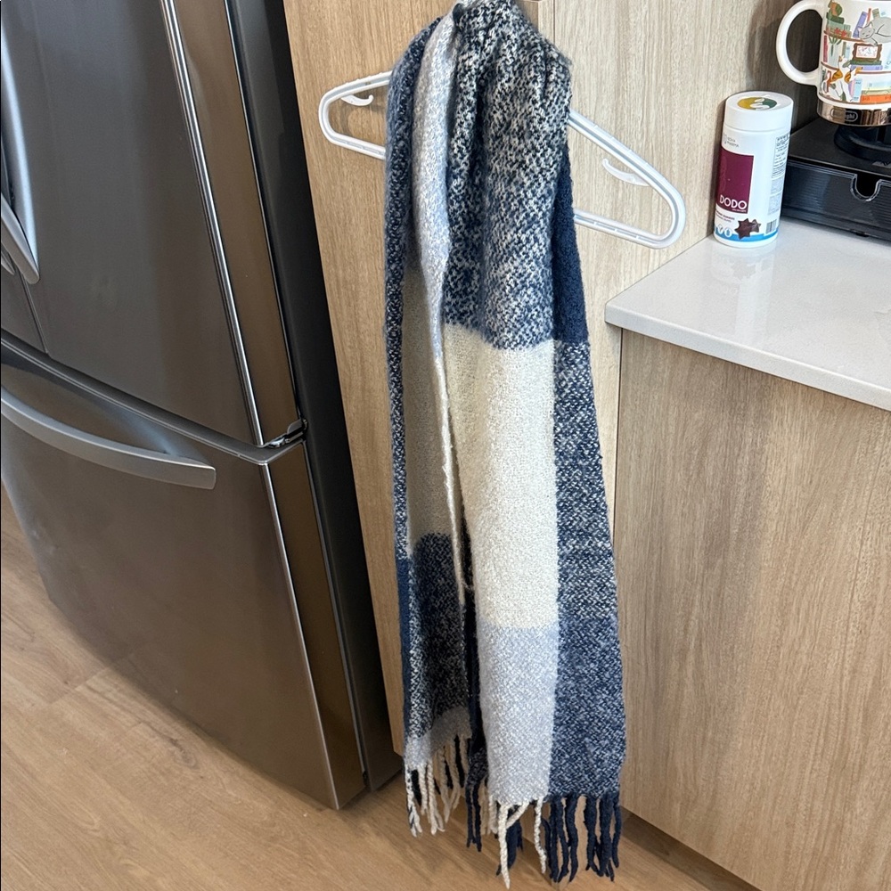 Blue and White Checkered Scarf